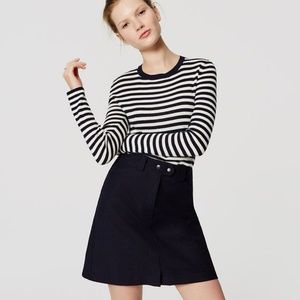 Loft Snap Tab Navy A-Line Skirt